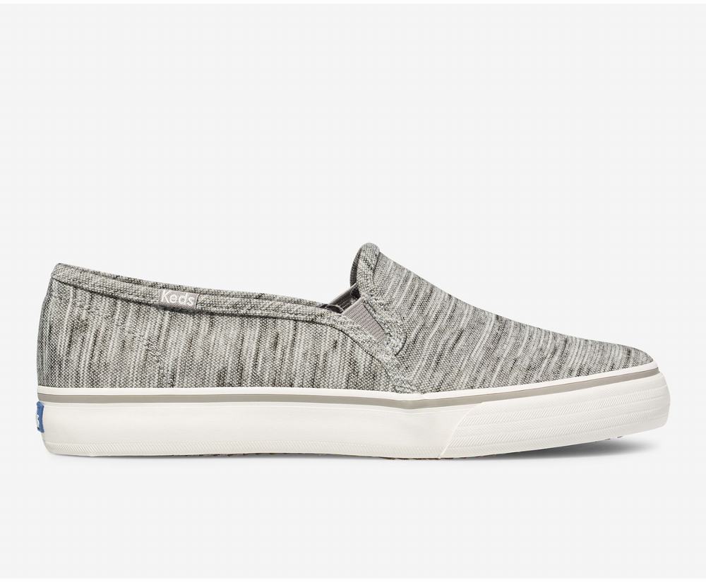 Women's Keds Double Decker Heathered Stripe Knit Slip Ons Grey 6703521KZ - South Africa